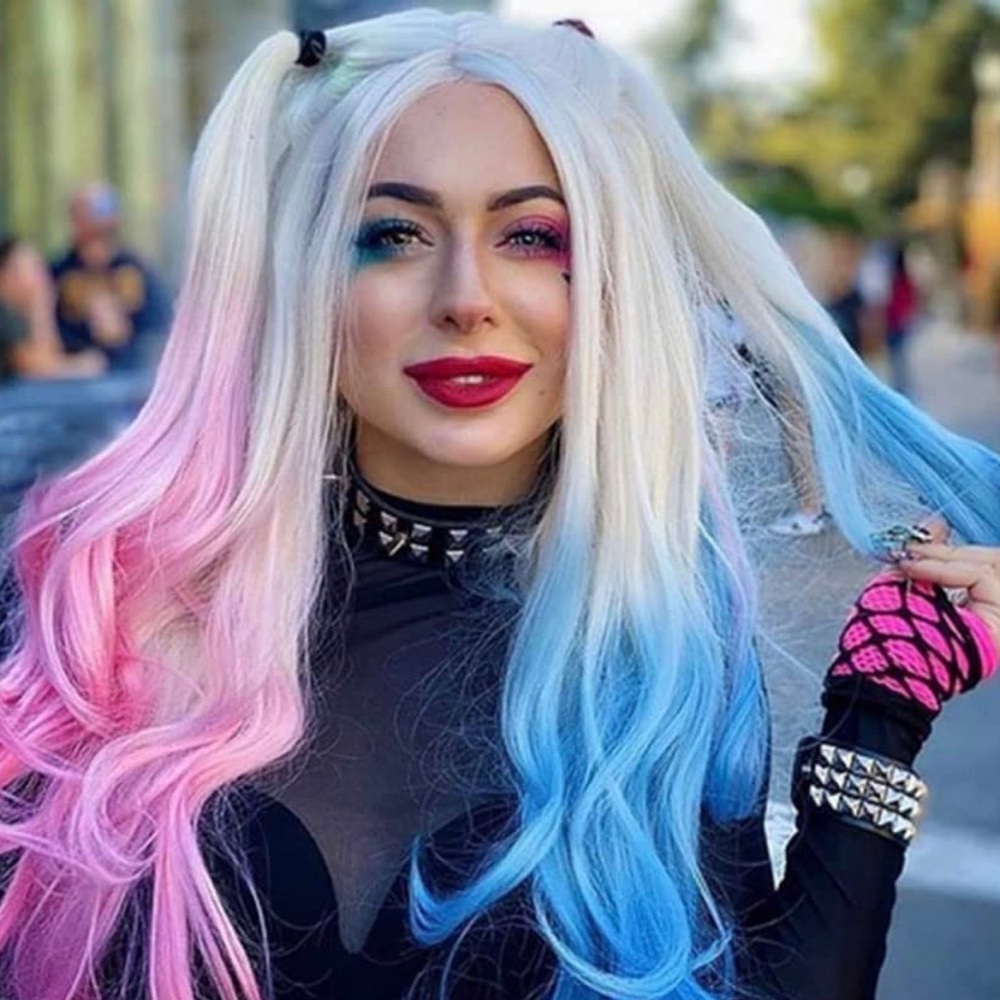 - 🆕 22” HARLEY QUINN Unicorn BLONDE OMBRE BODY WAVY WIG *NEW*